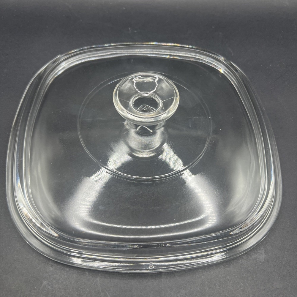 VTG Pyrex Corning Ware A-9-C Square Replacement Lid Only Clear Glass